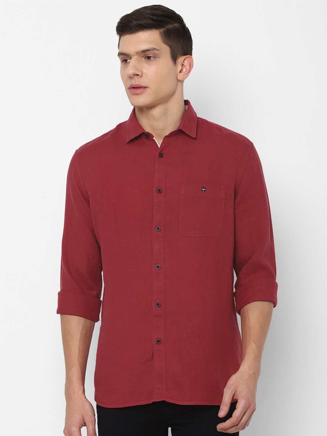 

Louis Philippe Jeans Men Maroon Slim Fit Pure Cotton Casual Shirt