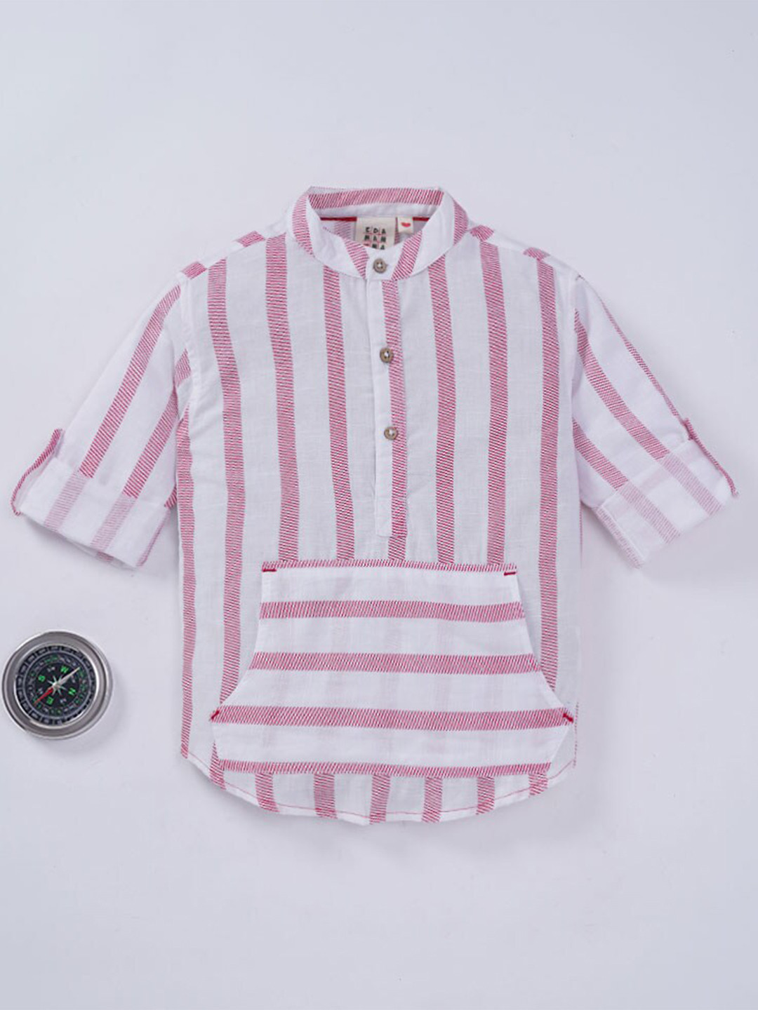 

Ed-a-Mamma Boys Red New Cotton Striped Casual Shirt
