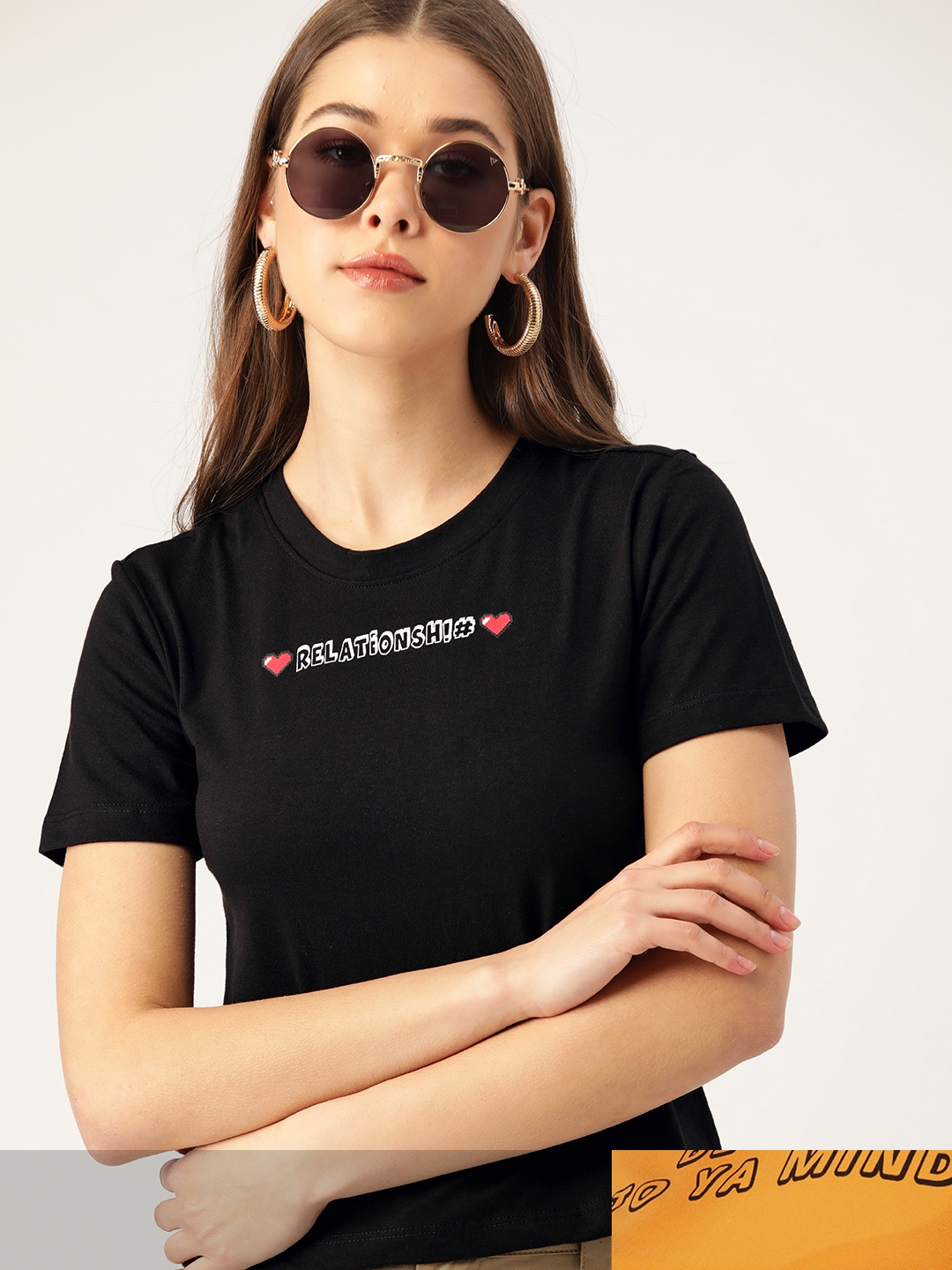 

DressBerry Women Pack of 2 Typography Print T-shirts, Black