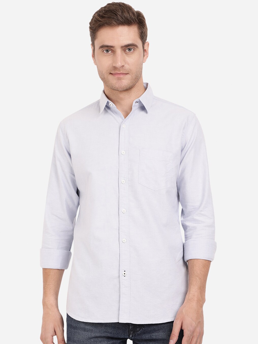

JADE BLUE Men Blue Slim Fit Checked Casual Shirt