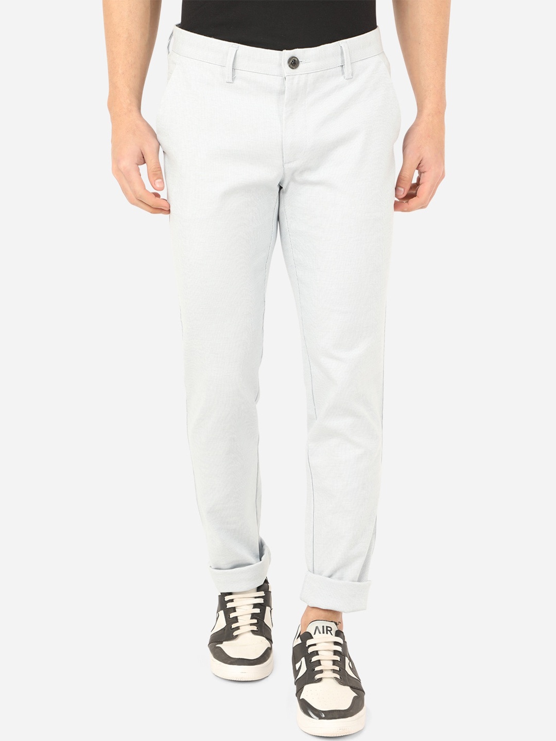 

JADE BLUE Men Blue Slim Fit Cotton Trousers