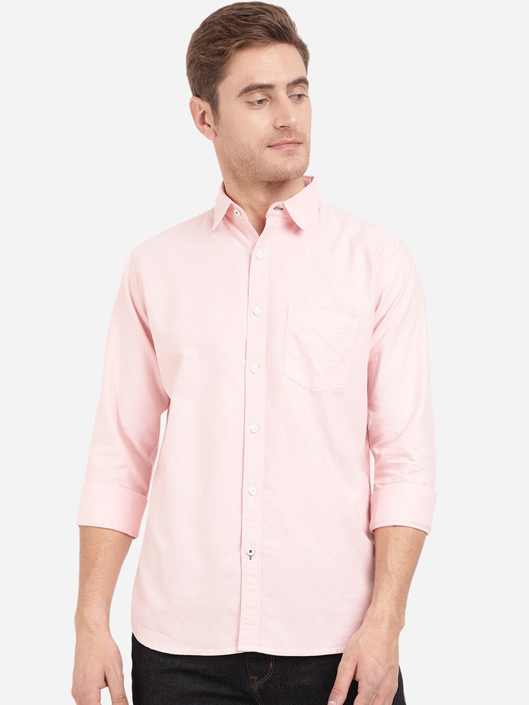 

JADE BLUE Men Pink Slim Fit Pure Cotton Casual Shirt
