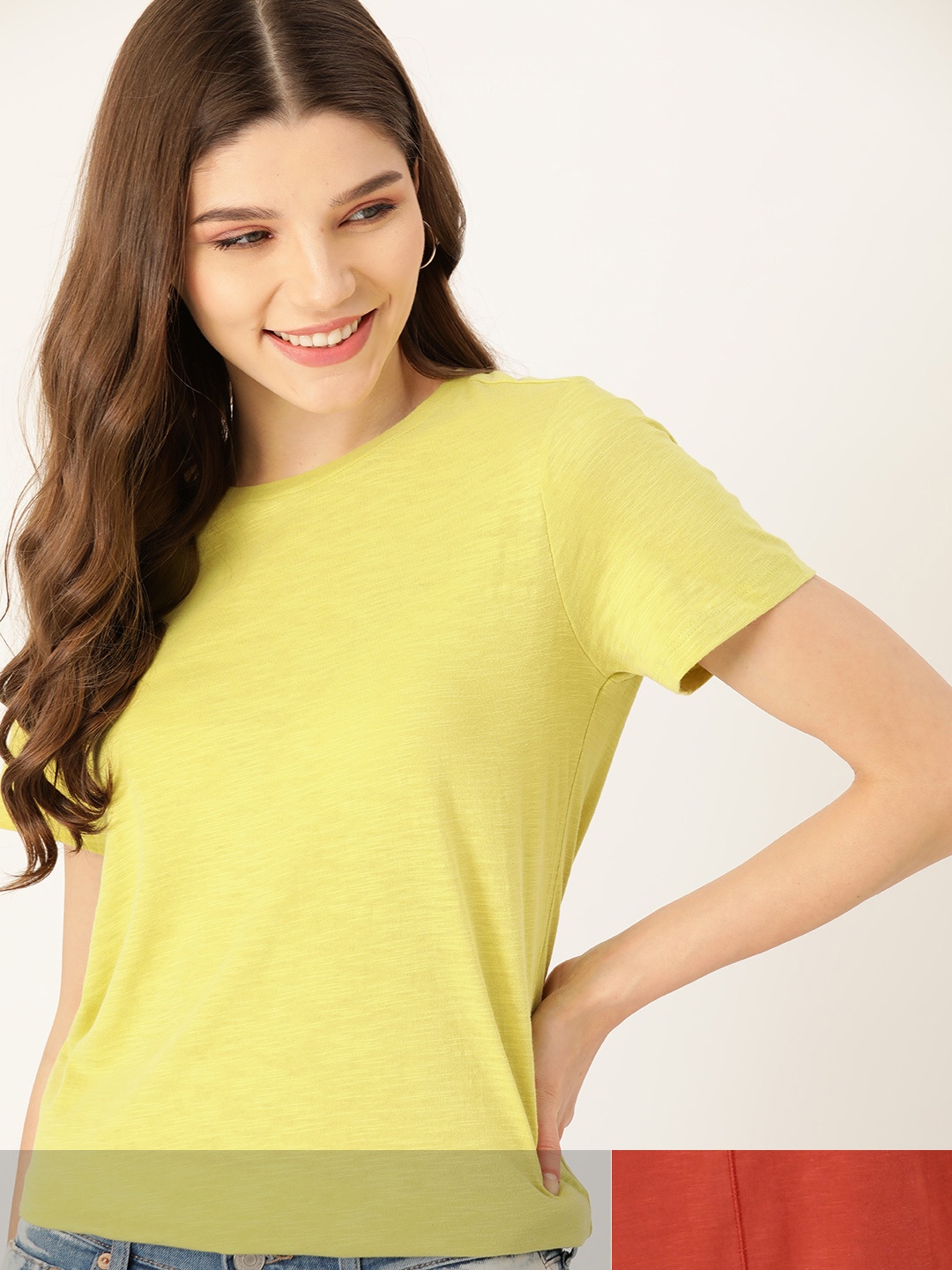 

DressBerry Women Pack of 2 Cotton T-shirts, Rust