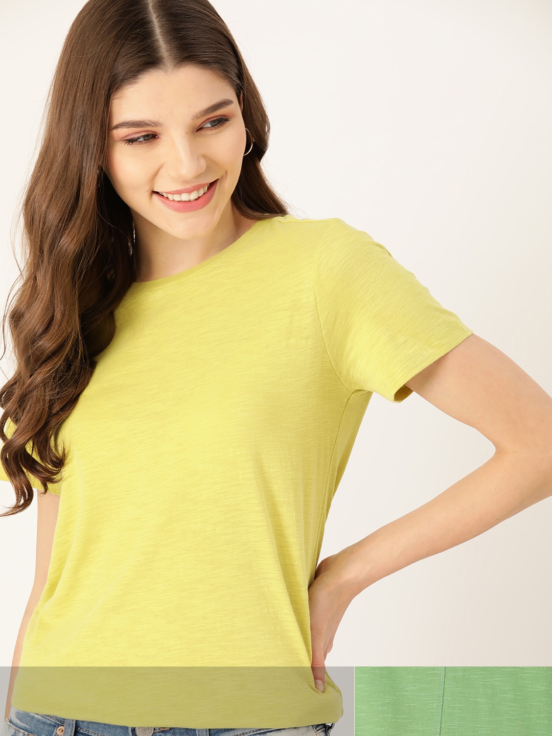 

DressBerry Women Pack of 2 Cotton T-shirts, Green