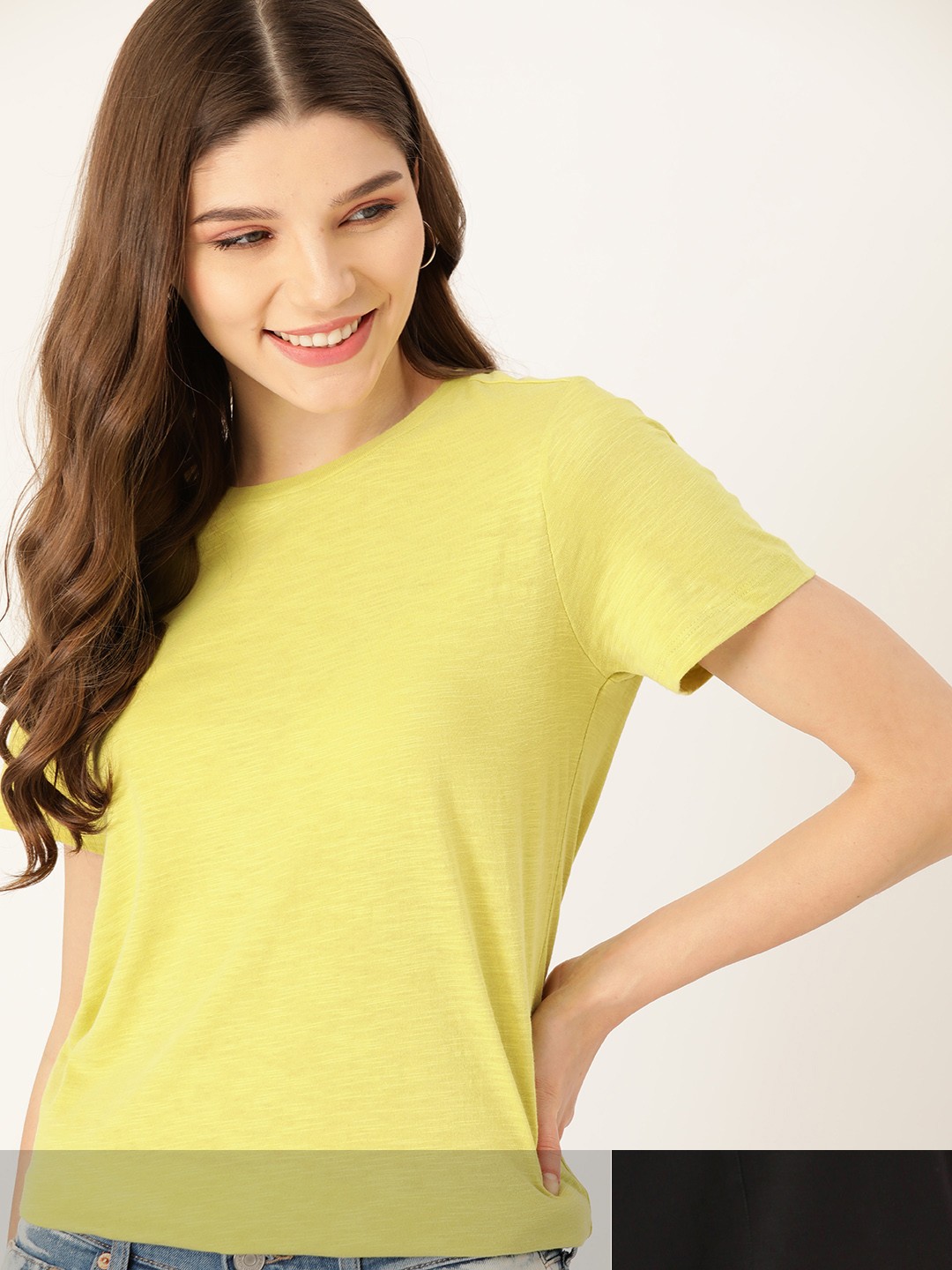 

DressBerry Women Pack of 2 Cotton T-shirts, Lime green