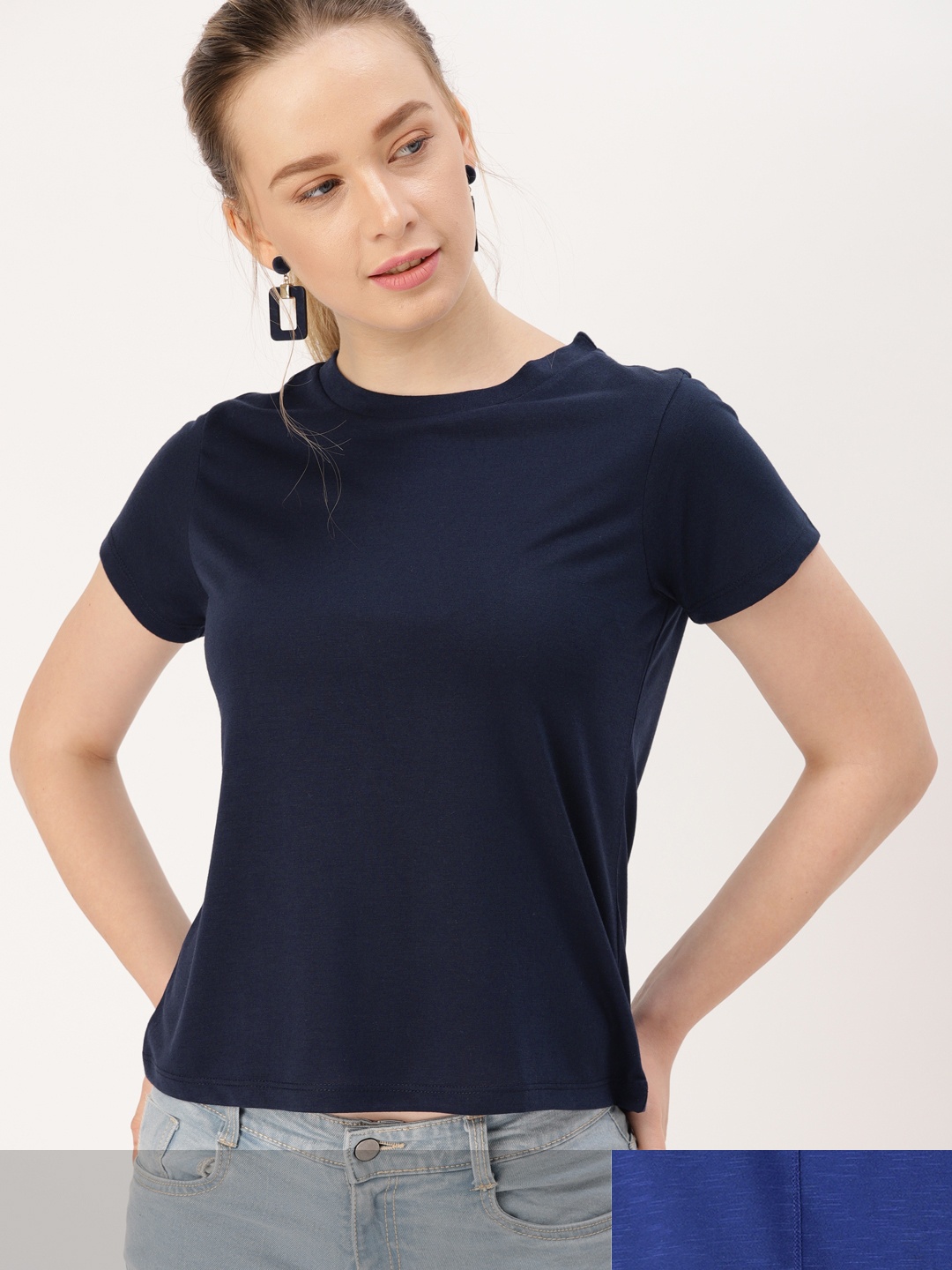 

DressBerry Women Pack of 2 Cotton T-shirts, Blue