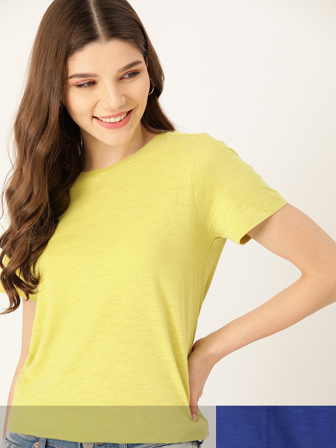 

DressBerry Women Pack of 2 Cotton T-shirts, Lime green