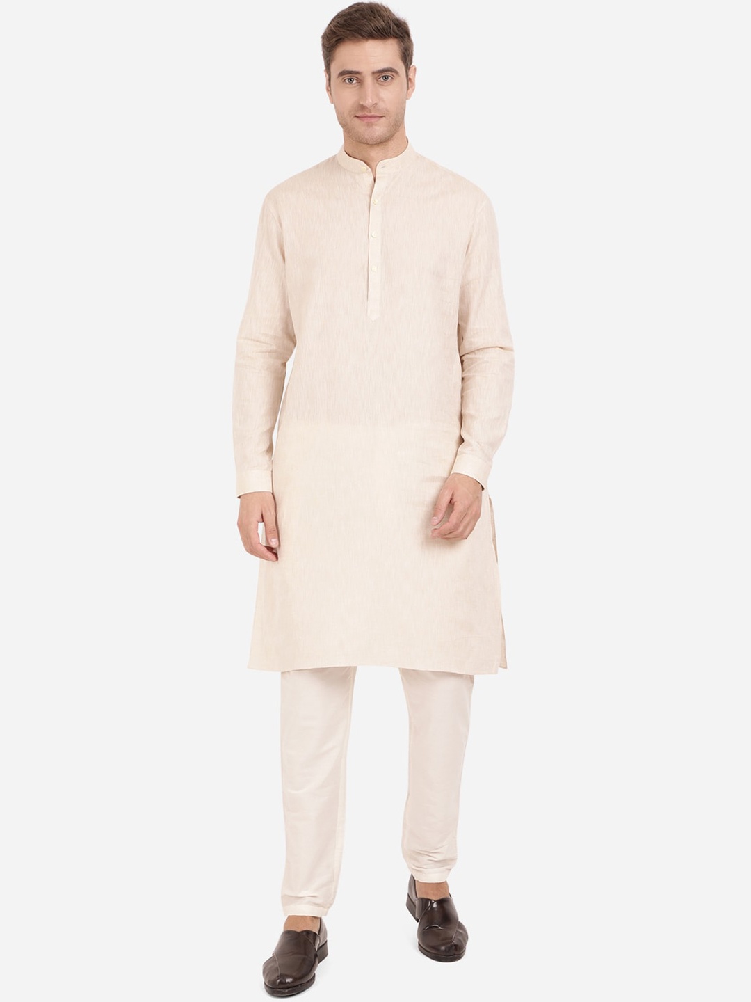 

Modi Kurta Men Plus Size Beige Solid Cotton Kurta