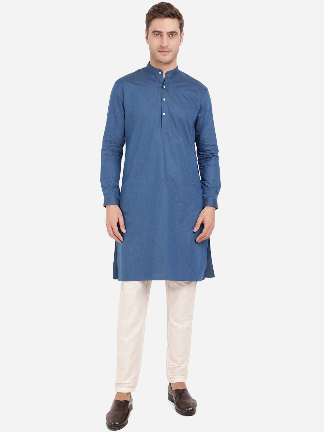 

Modi Kurta Men Blue Cotton Kurtas