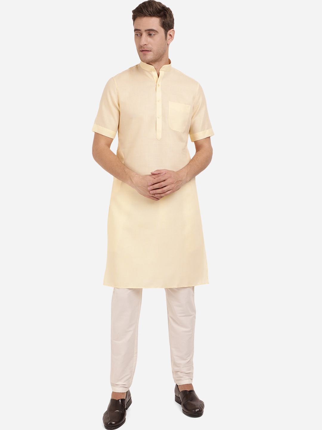 

Modi Kurta Men Yellow Regular Fit Cotton Kurtas