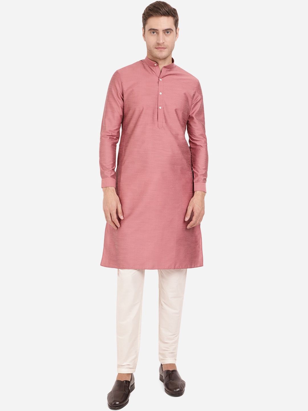 

Modi Kurta Men Pink Solid Pure Cotton Straight Kurta