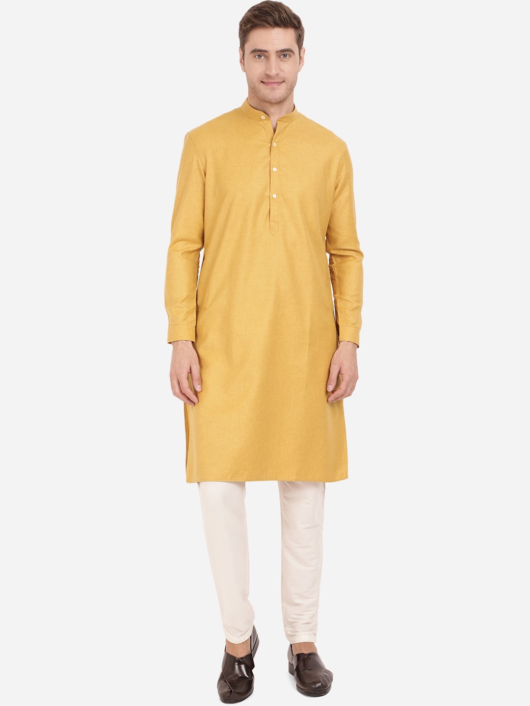 

Modi Kurta Men Mustard Yellow Pure Cotton Kurta