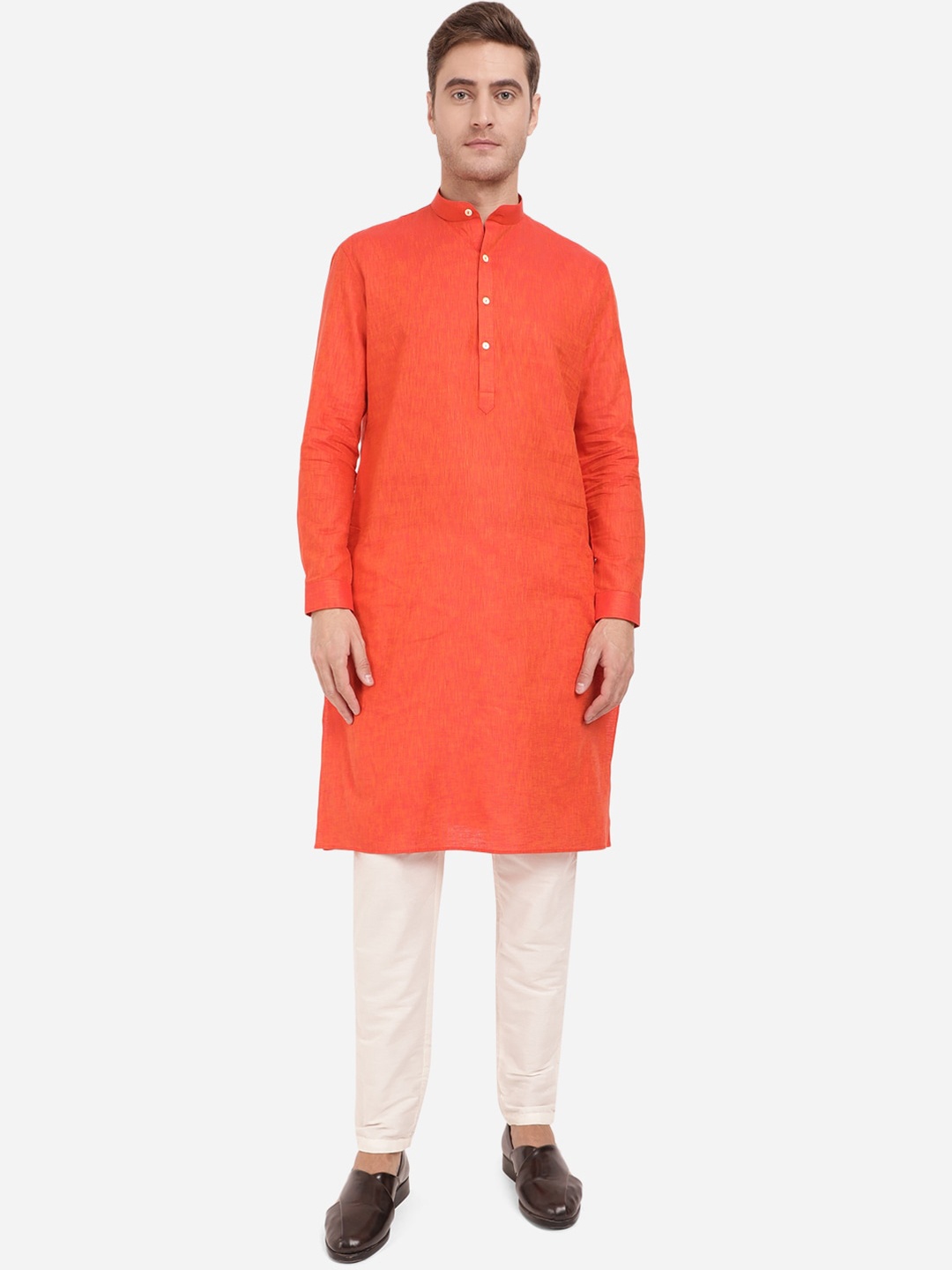 

Modi Kurta Men Rust Solid Cotton Kurta