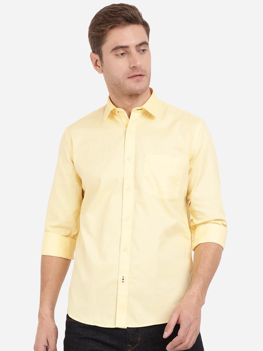 

Greenfibre Men Yellow Slim Fit Casual Shirt