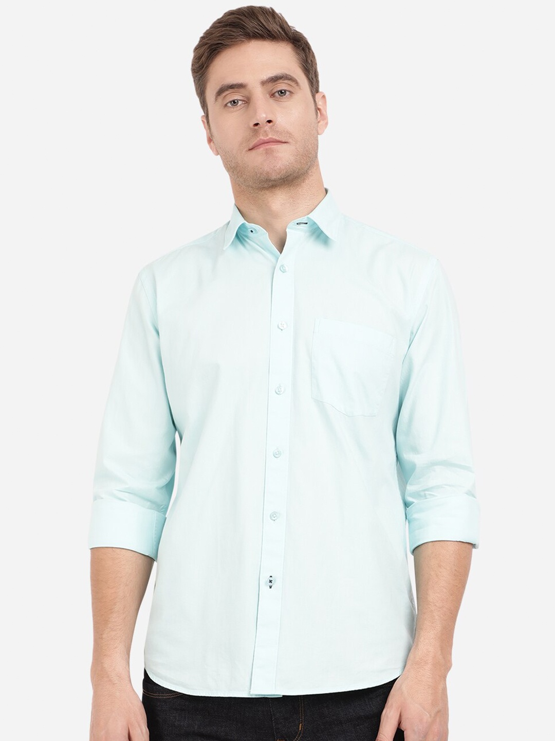 

Greenfibre Men Blue Slim Fit Cotton Casual Shirt