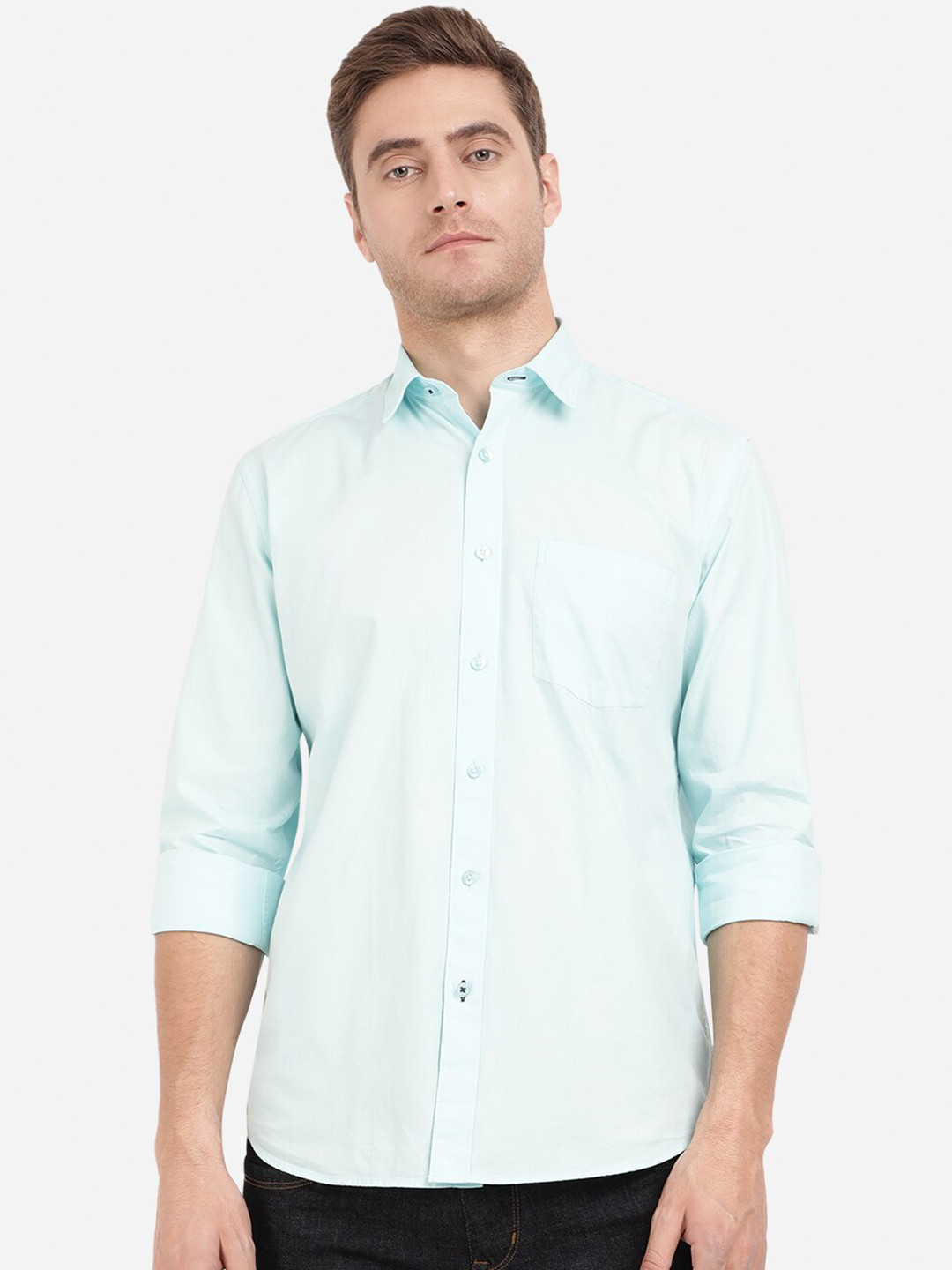 

Greenfibre Men Blue Slim Fit Cotton Casual Shirt