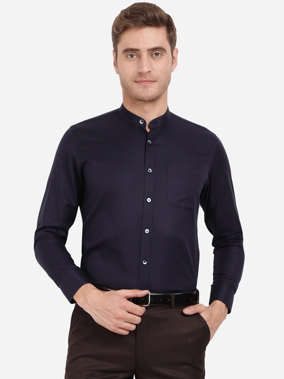 

METAL Men Blue Slim Fit Cotton Formal Shirt