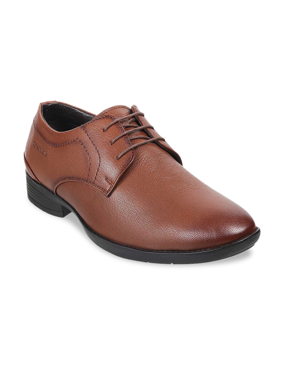 

WALKWAY by Metro Men Tan-Brown Textured Leather Formal Derbys