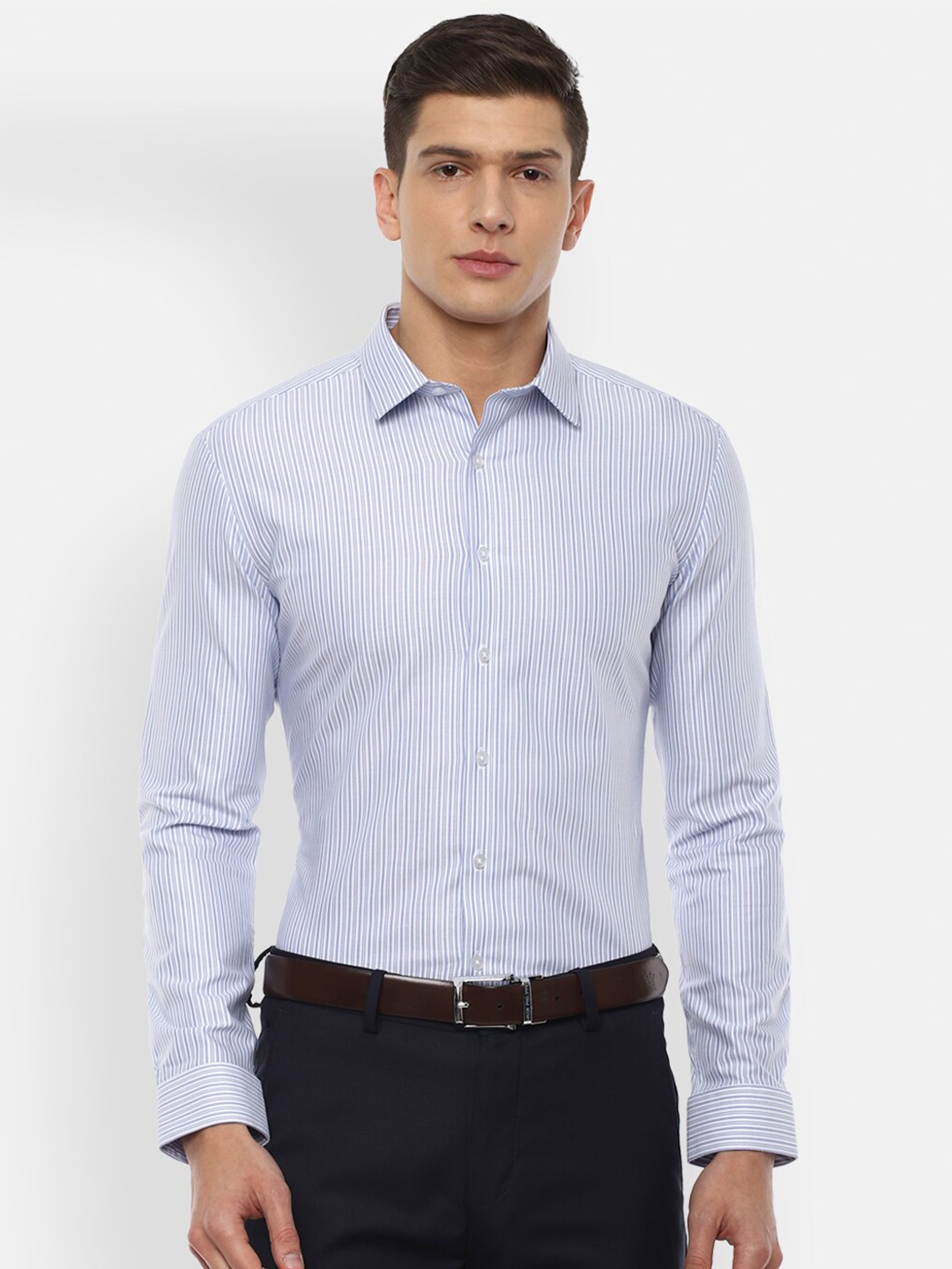 

Louis Philippe Men Blue Slim Fit Checked Formal Shirt