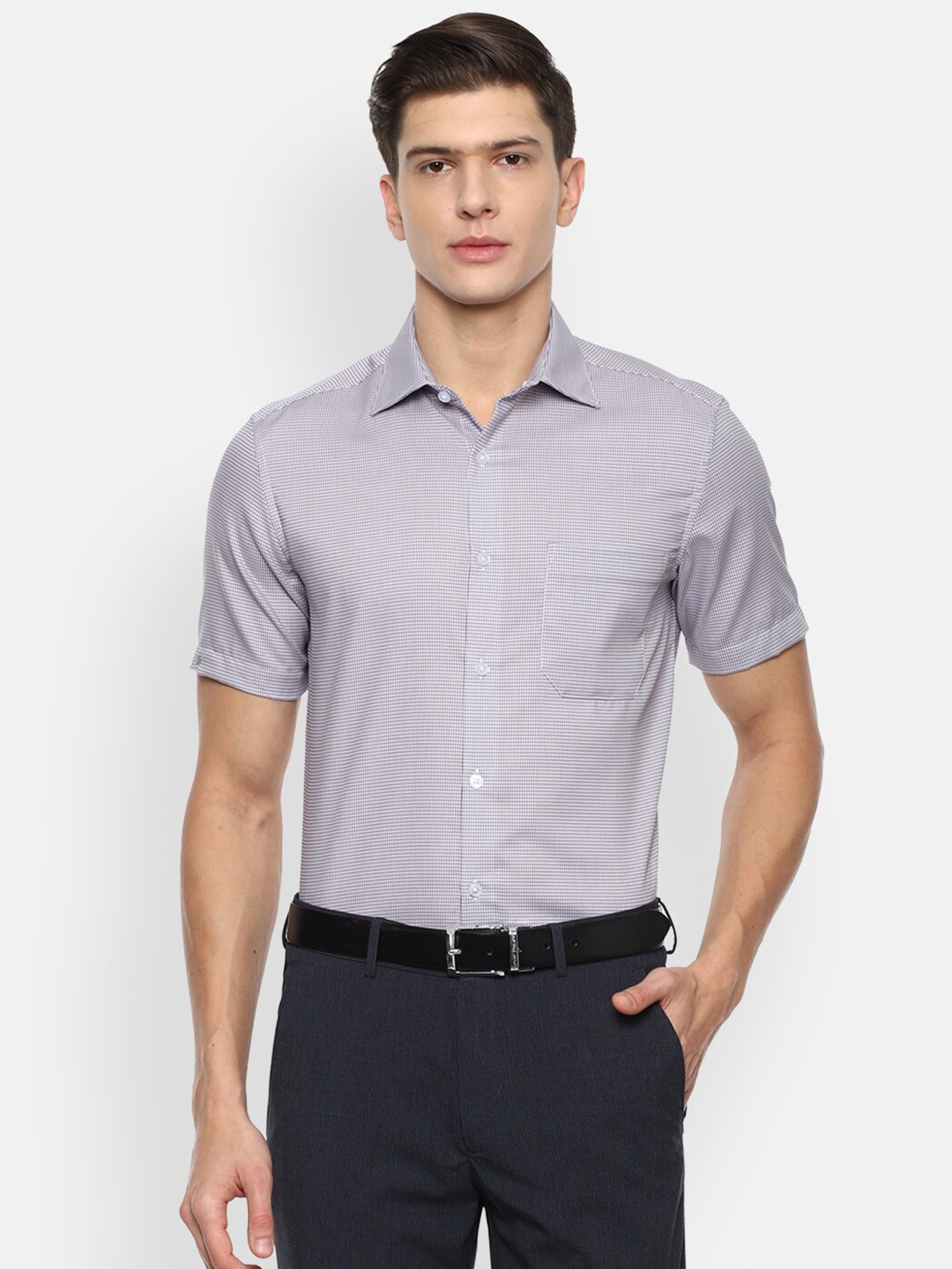 

Louis Philippe Men Purple Checked Formal Shirt