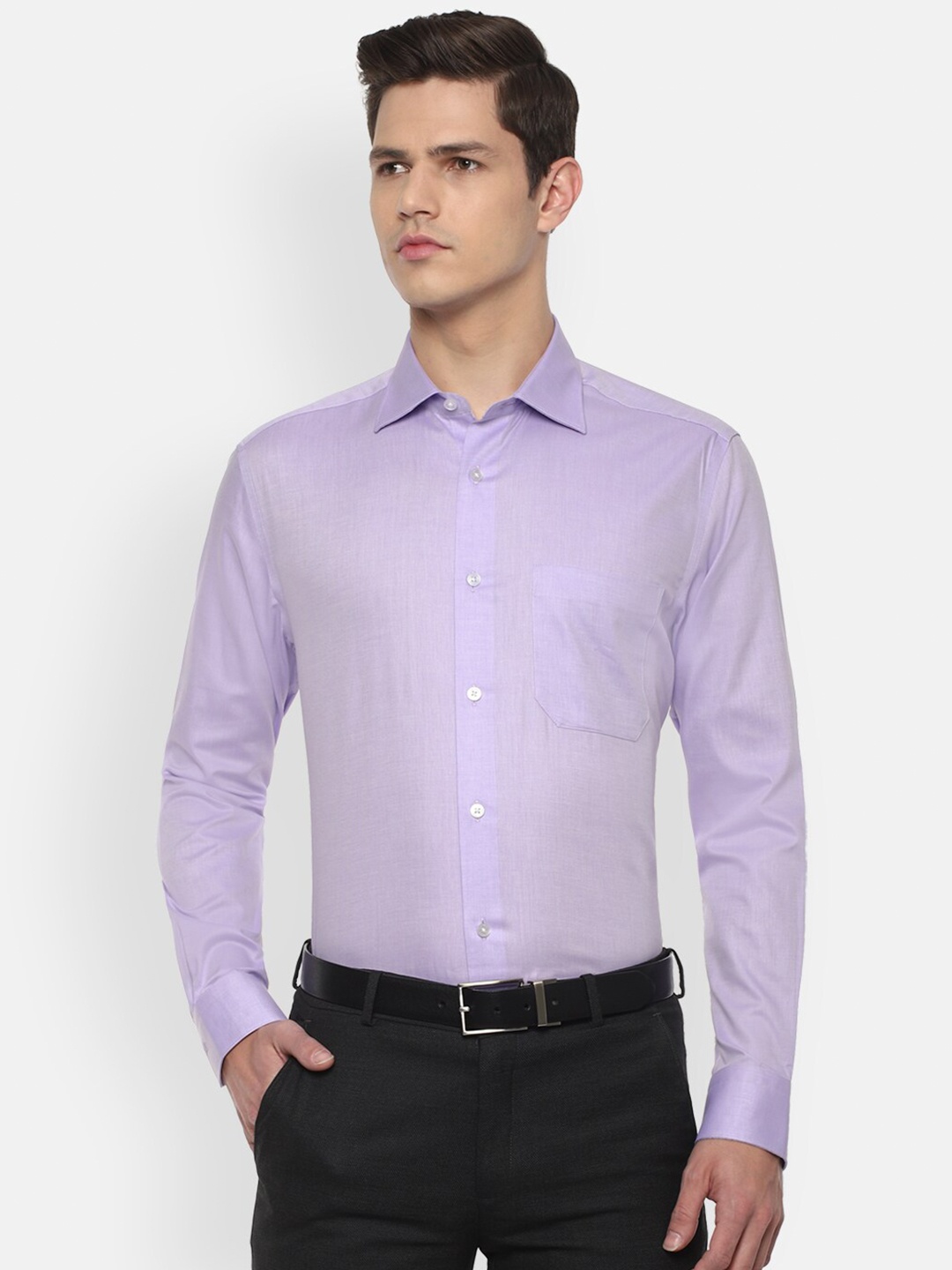 

Louis Philippe Men Purple Cotton Formal Shirt