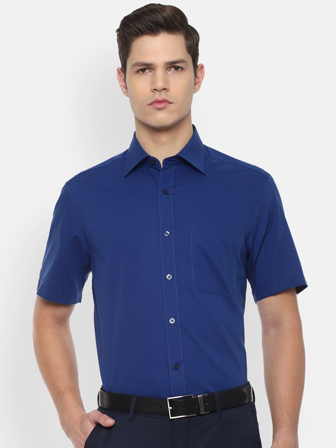 

Louis Philippe Men Blue Cotton Formal Shirt