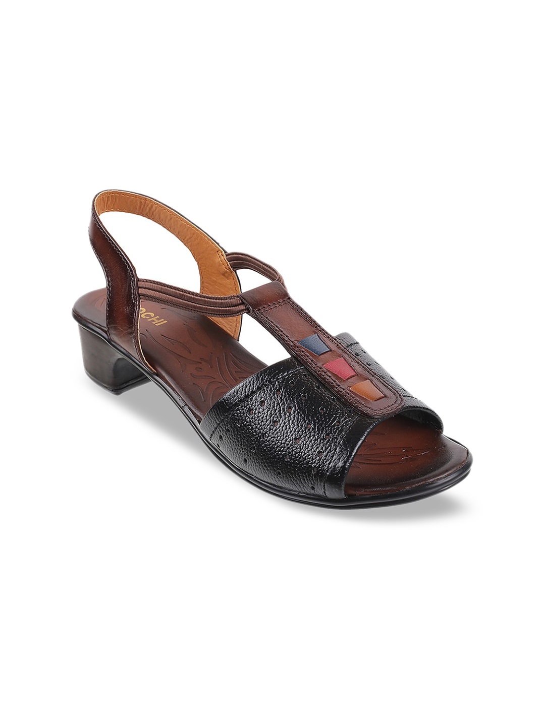 

Mochi Black Textured Leather Block Heels