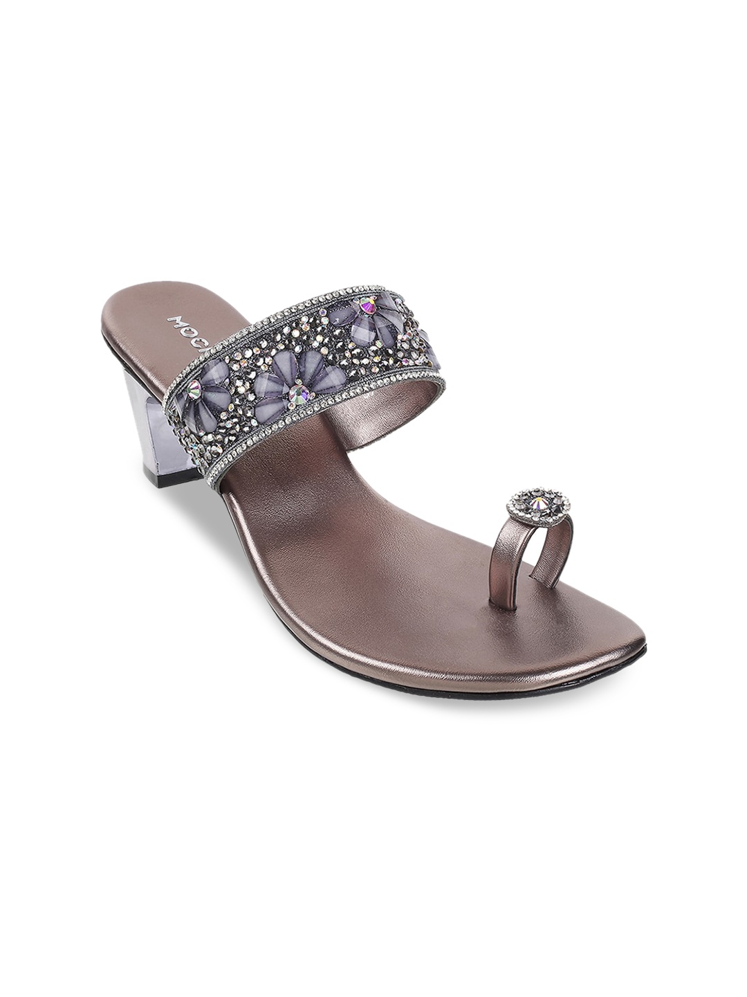

Mochi Grey Embellished Block Sandals