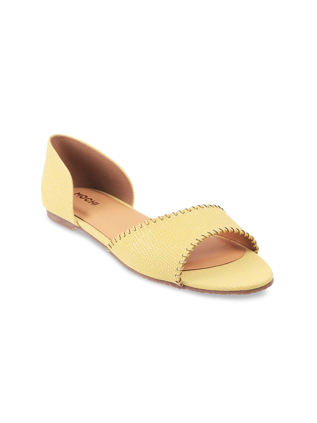 

Mochi Women Yellow Colourblocked Open Toe Flats