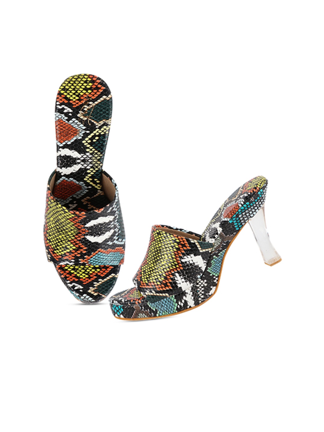 

THE WHITE POLE Blue Printed Party Sandals