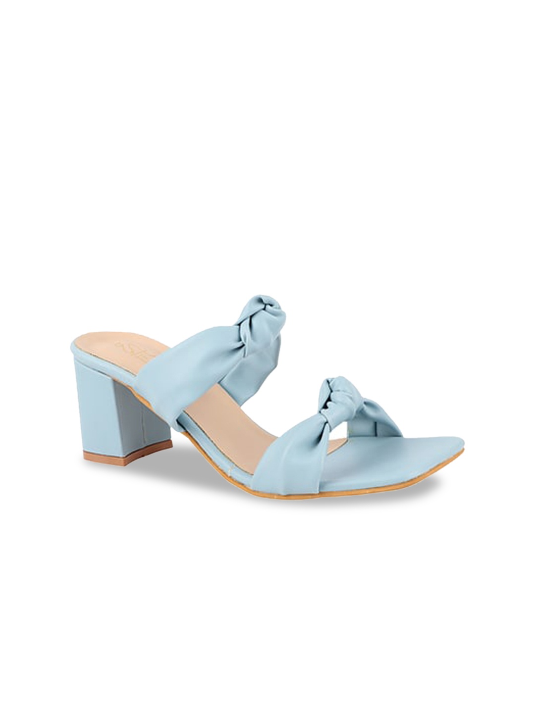 

THE WHITE POLE Blue Embellished Party Block Mules with Bows