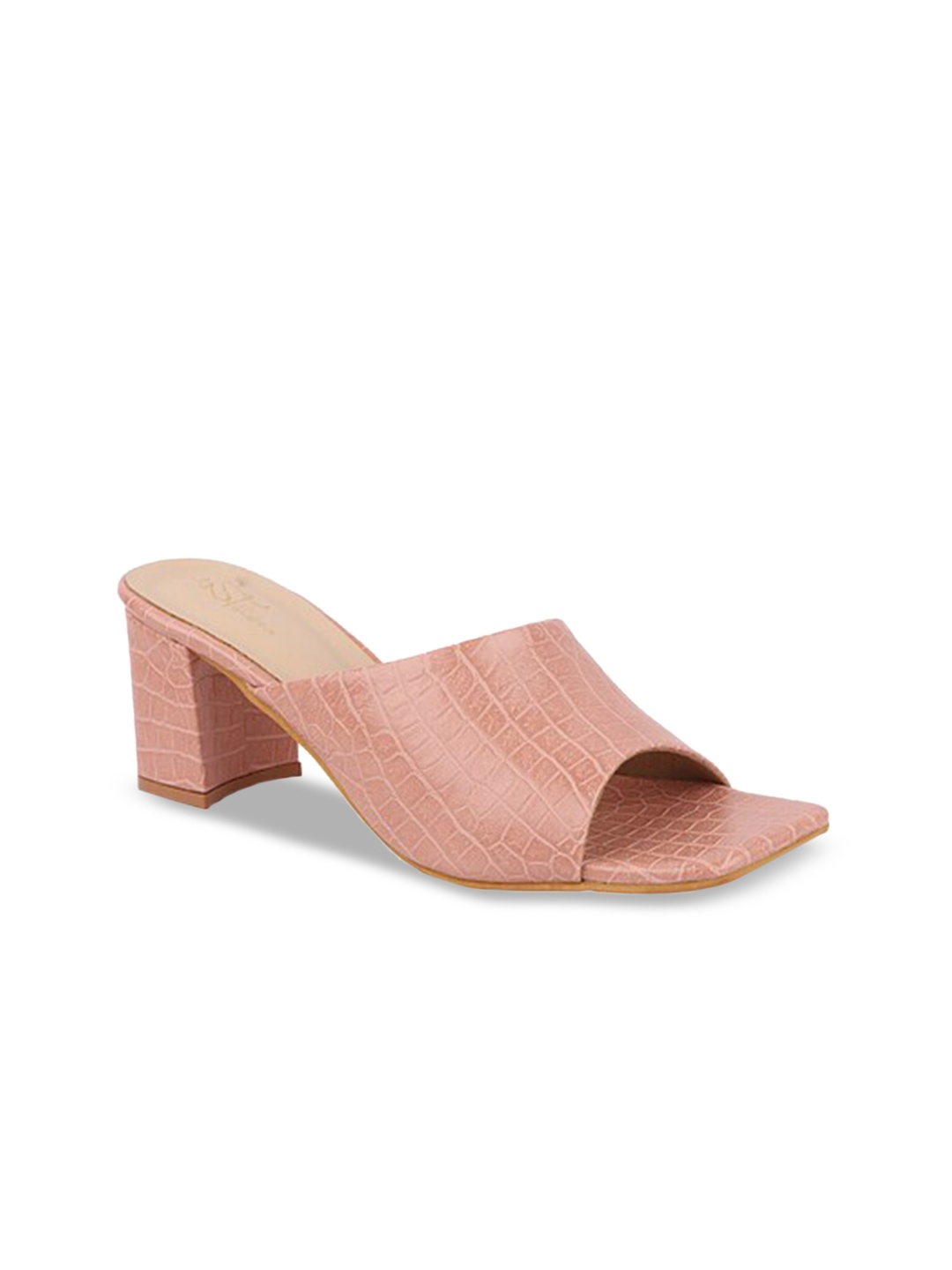 

THE WHITE POLE Women Rose Party Peep Toes Block Mules