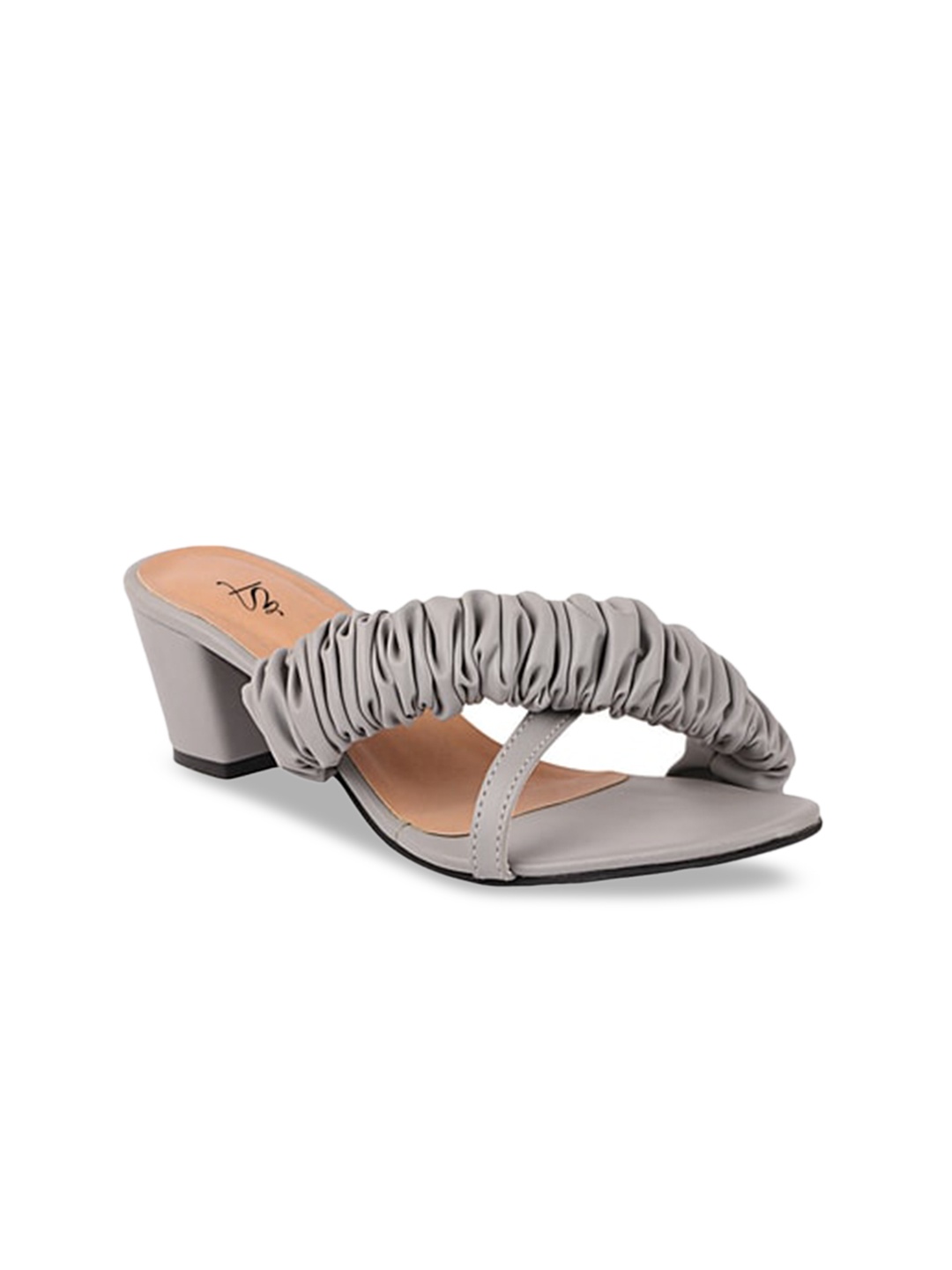 

THE WHITE POLE Grey Solid Block Heels