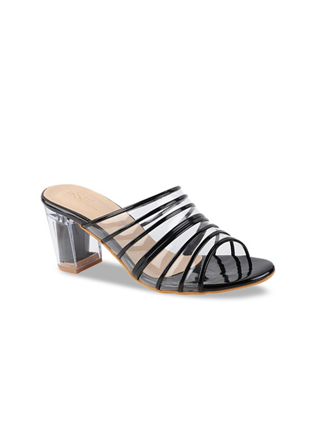 

THE WHITE POLE Black Textured Party Block Mules