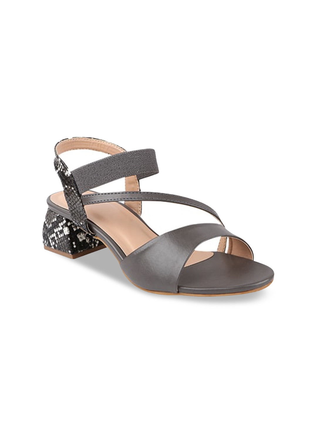 

THE WHITE POLE Grey Colourblocked Party Block Pumps