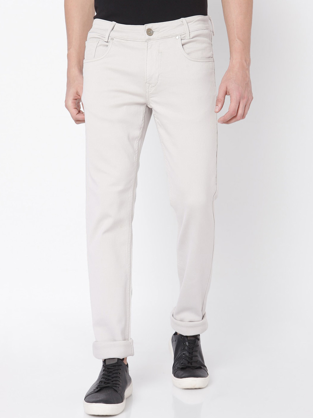 

Mufti Men Beige Solid Slim Fit Trousers