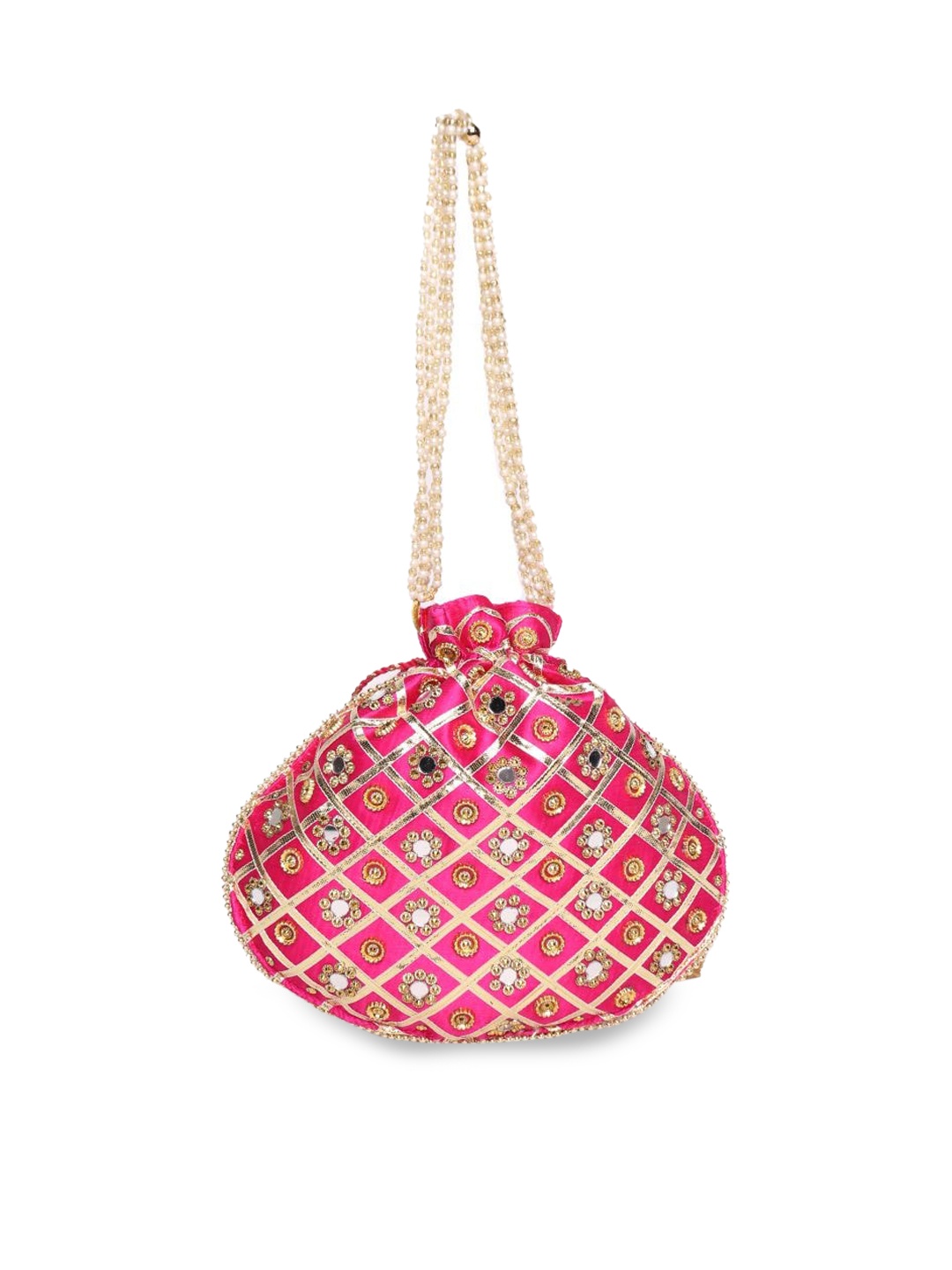 

ASTRID Pink Embellished Potli Clutch