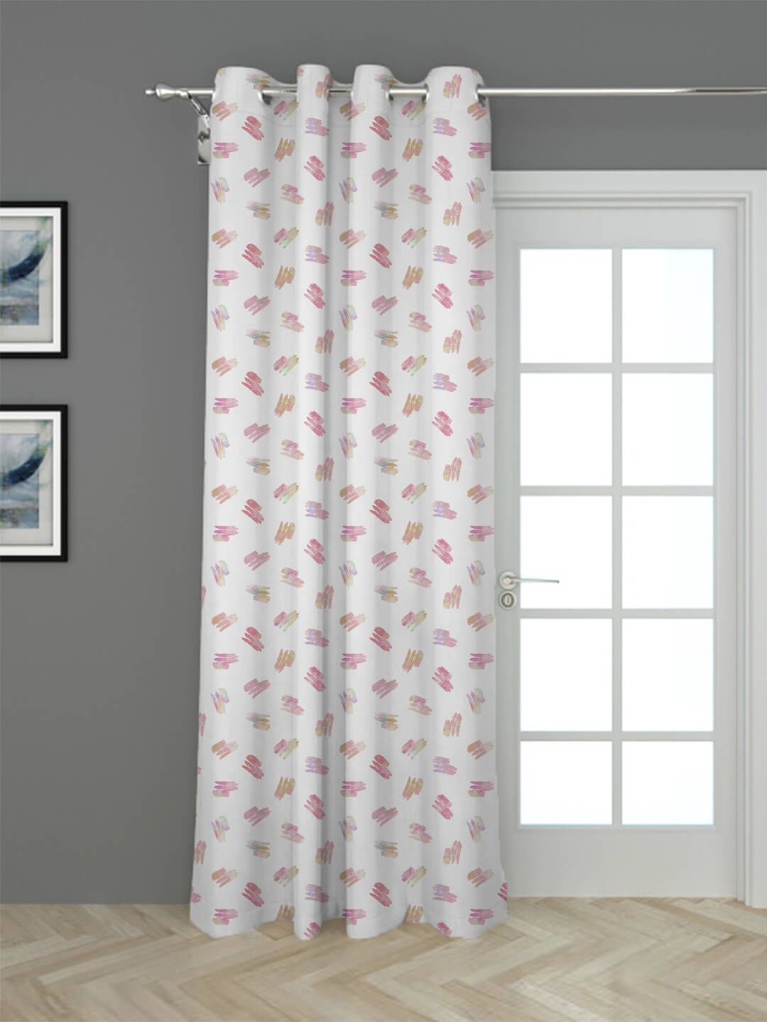 

HOUZZCODE Maroon & White Abstract Printed Black Out Long Door Curtain