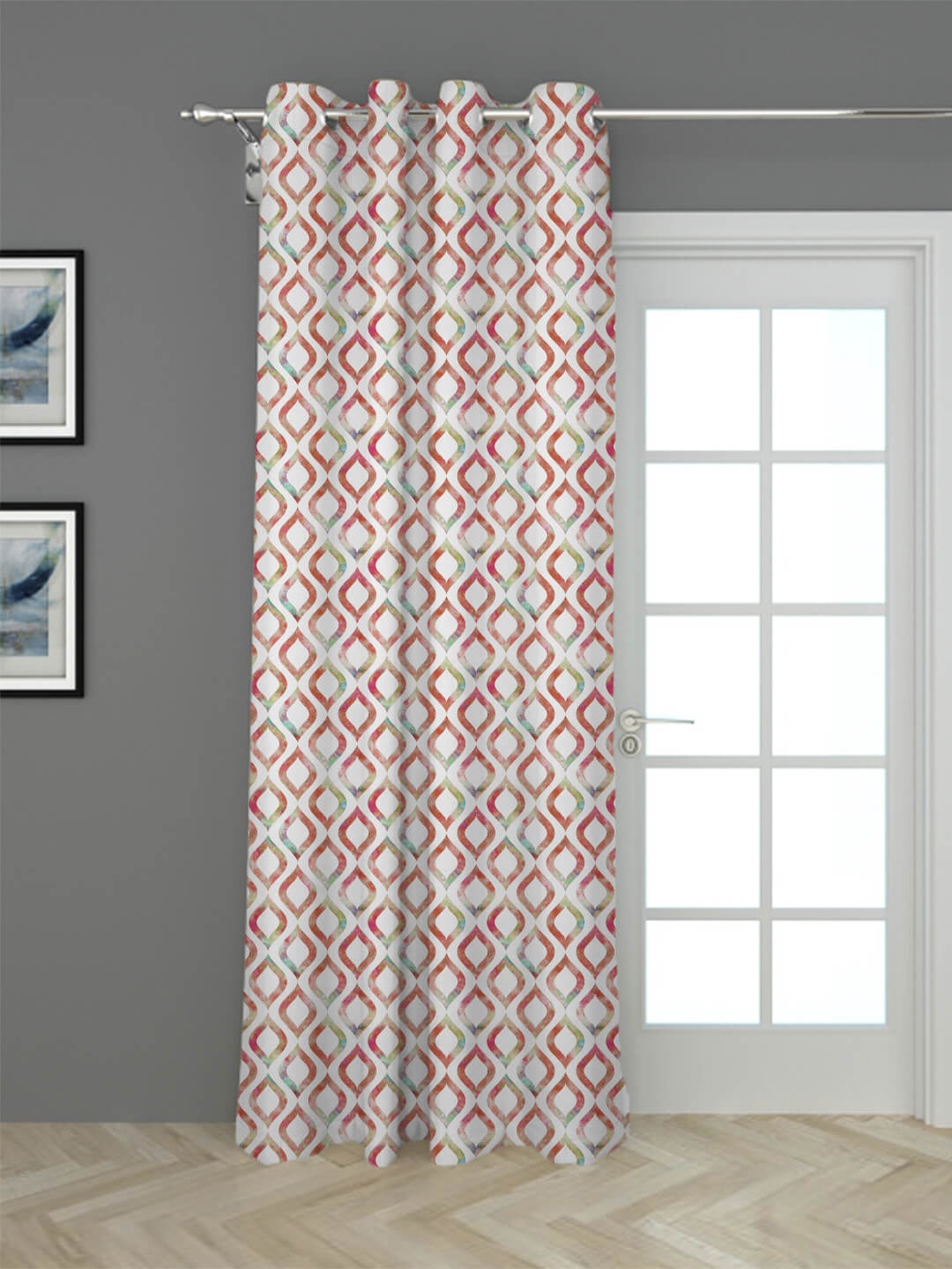 

HOUZZCODE Maroon & White Black Out Long Door Curtain