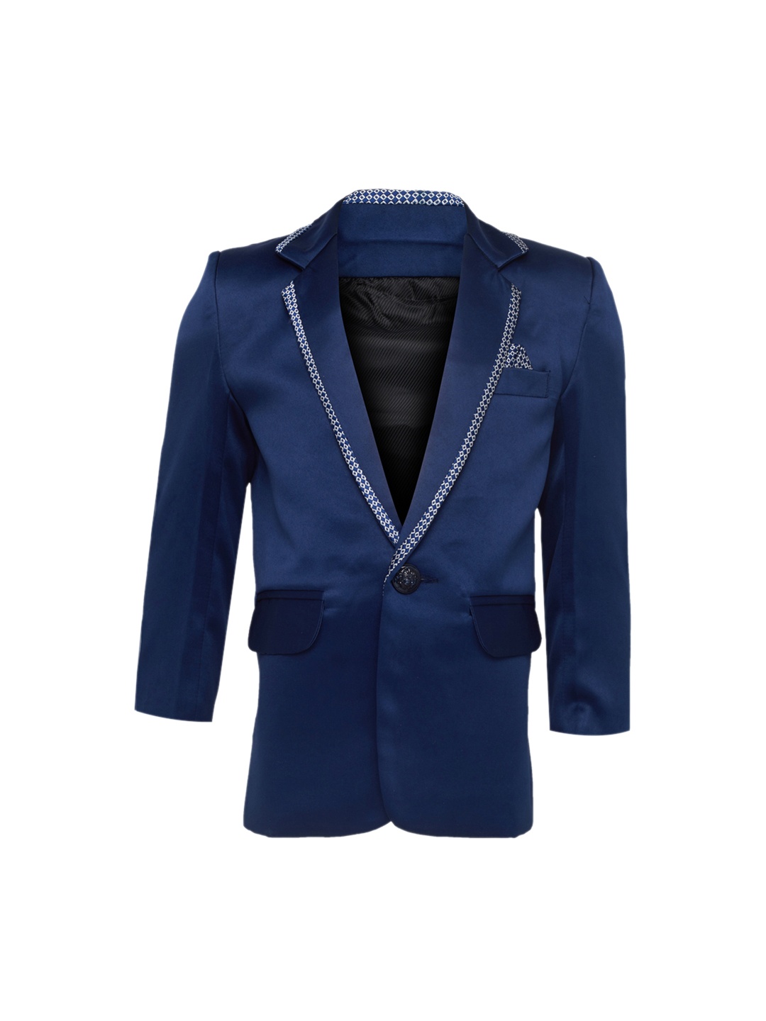 

Jeetethnics Boys Navy Blue Solid Single-Breasted Blazer