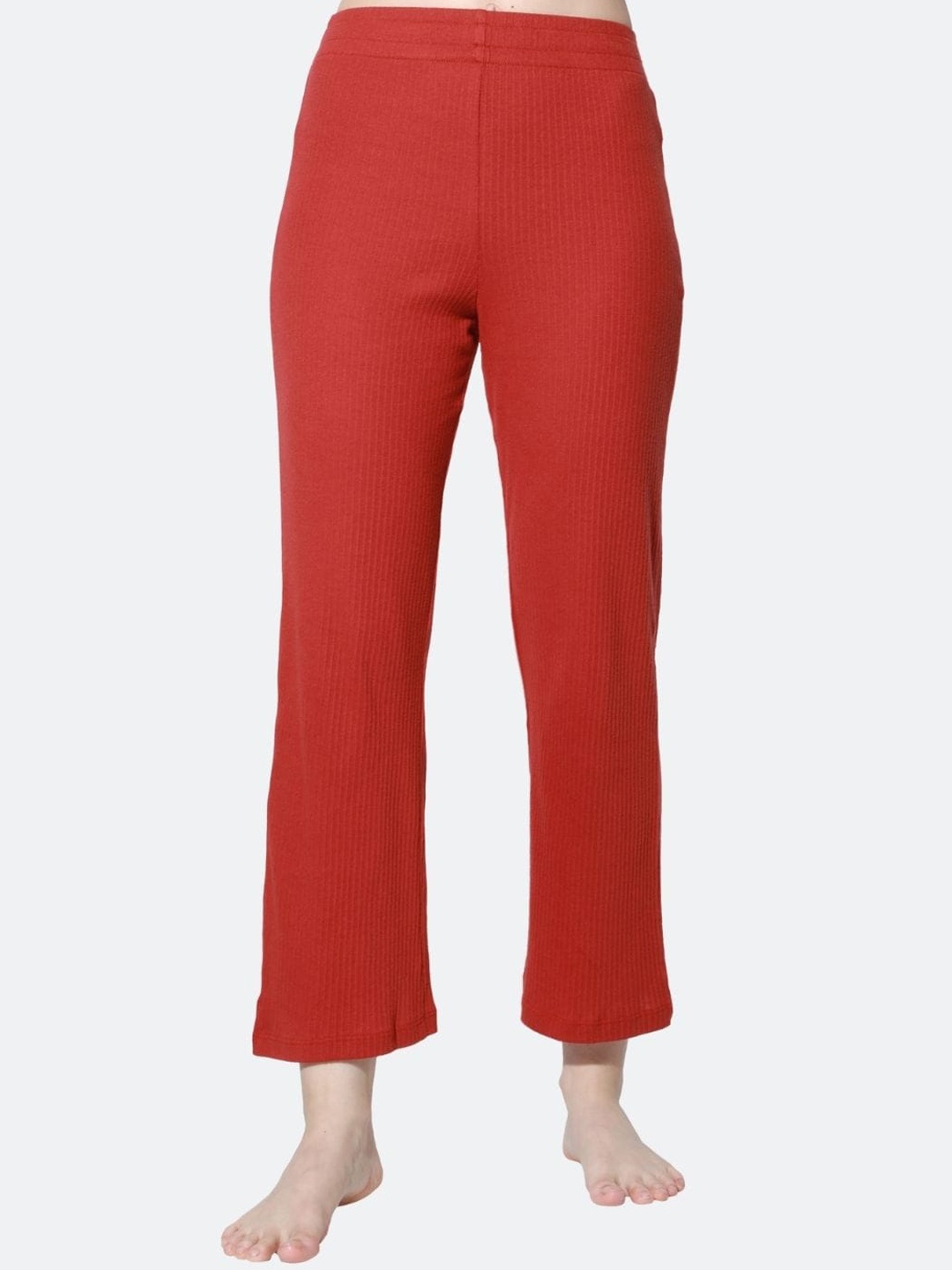 

Silvertraq Women Rust-Coloured Ribbed Lounge Pants