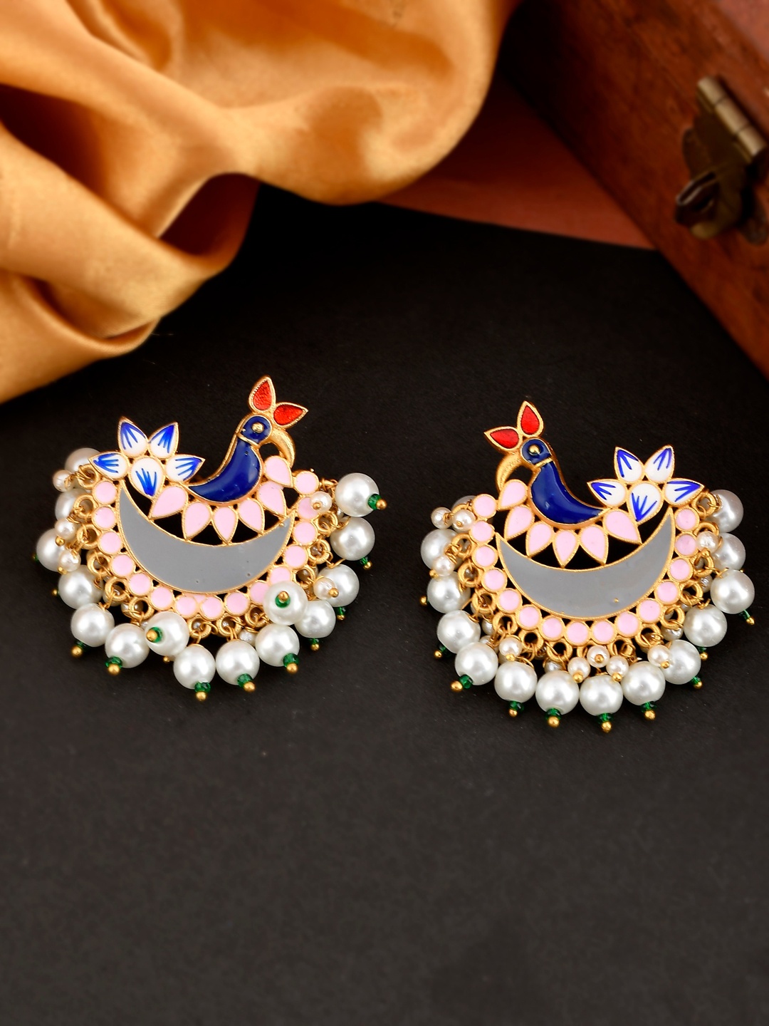 

Silvermerc Designs Women Gold-Toned Contemporary Chandbalis Earrings