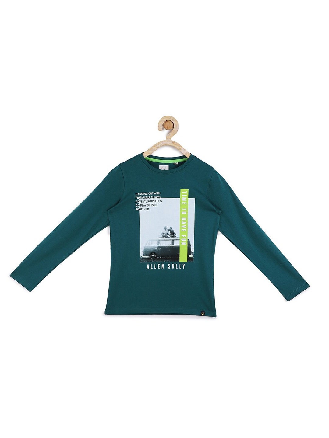 

Allen Solly Junior Boys Green Graphic Printed Cotton T-shirt