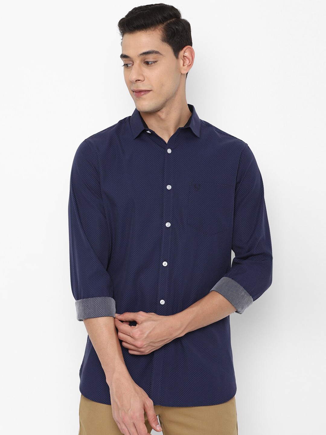 

Allen Solly Men Navy Blue Slim Fit Casual Shirt