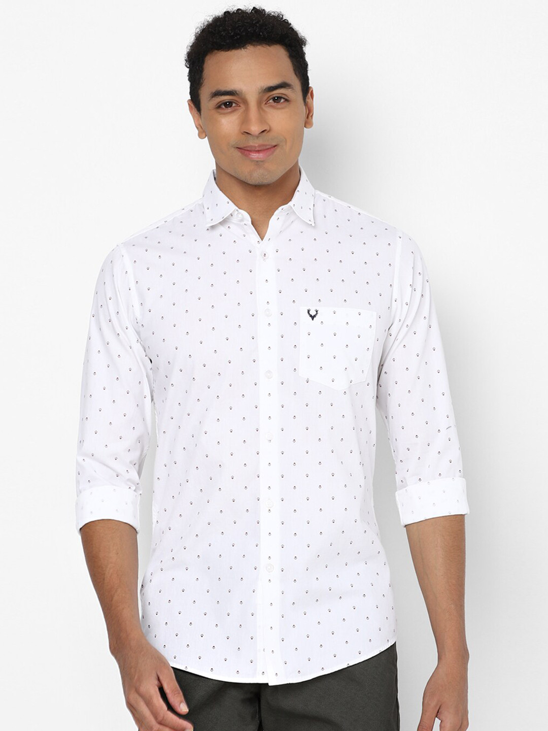 

Allen Solly Men White Micro Or Ditsy Printed Pure Cotton Slim Fit Casual Shirt
