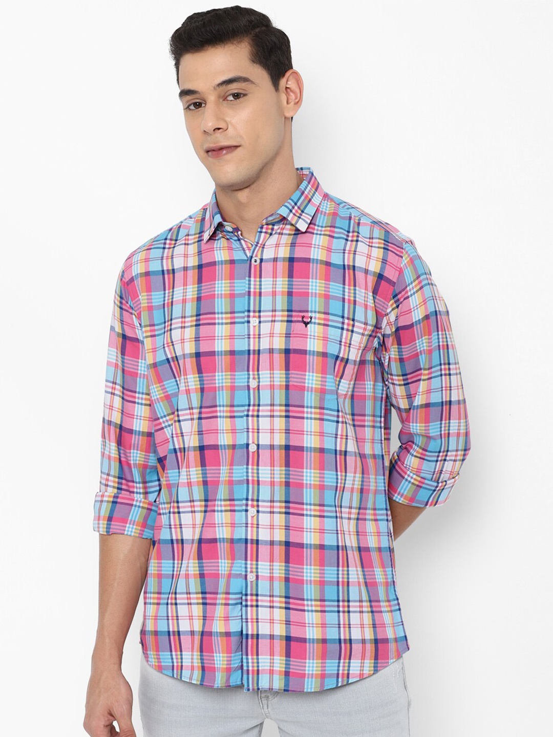 

Allen Solly Men Multicoloured Slim Fit Tartan Checks Checked Casual Shirt, Multi