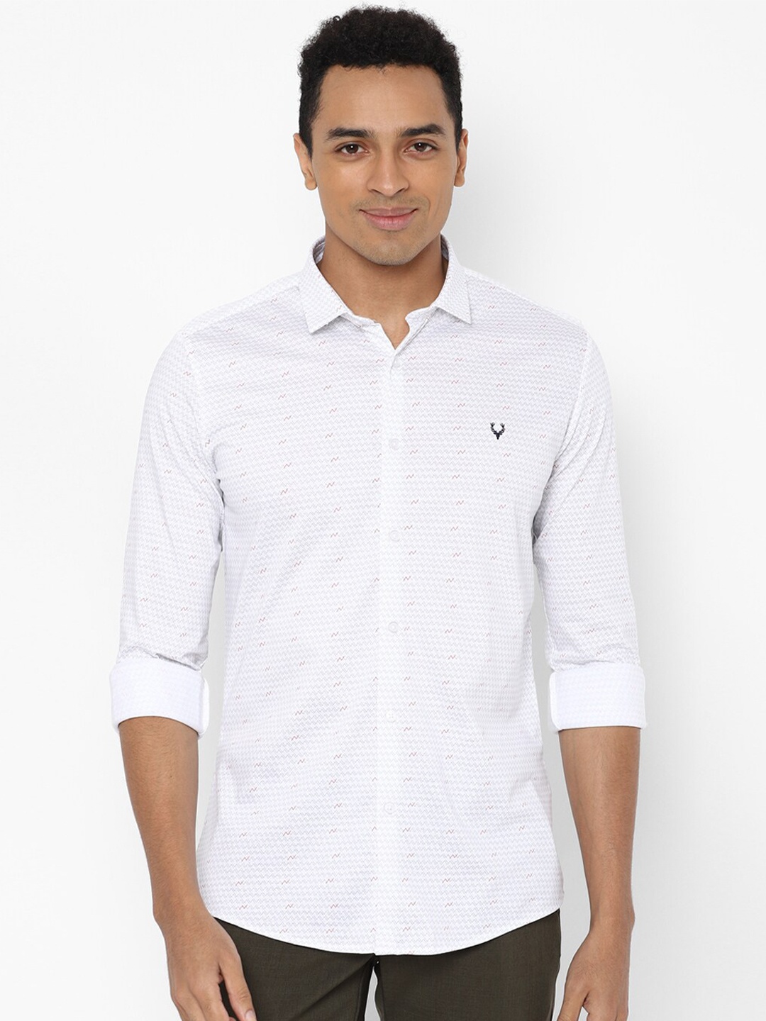 

Allen Solly Men White Micro Ditsy Printed Slim Fit Cotton Casual Shirt