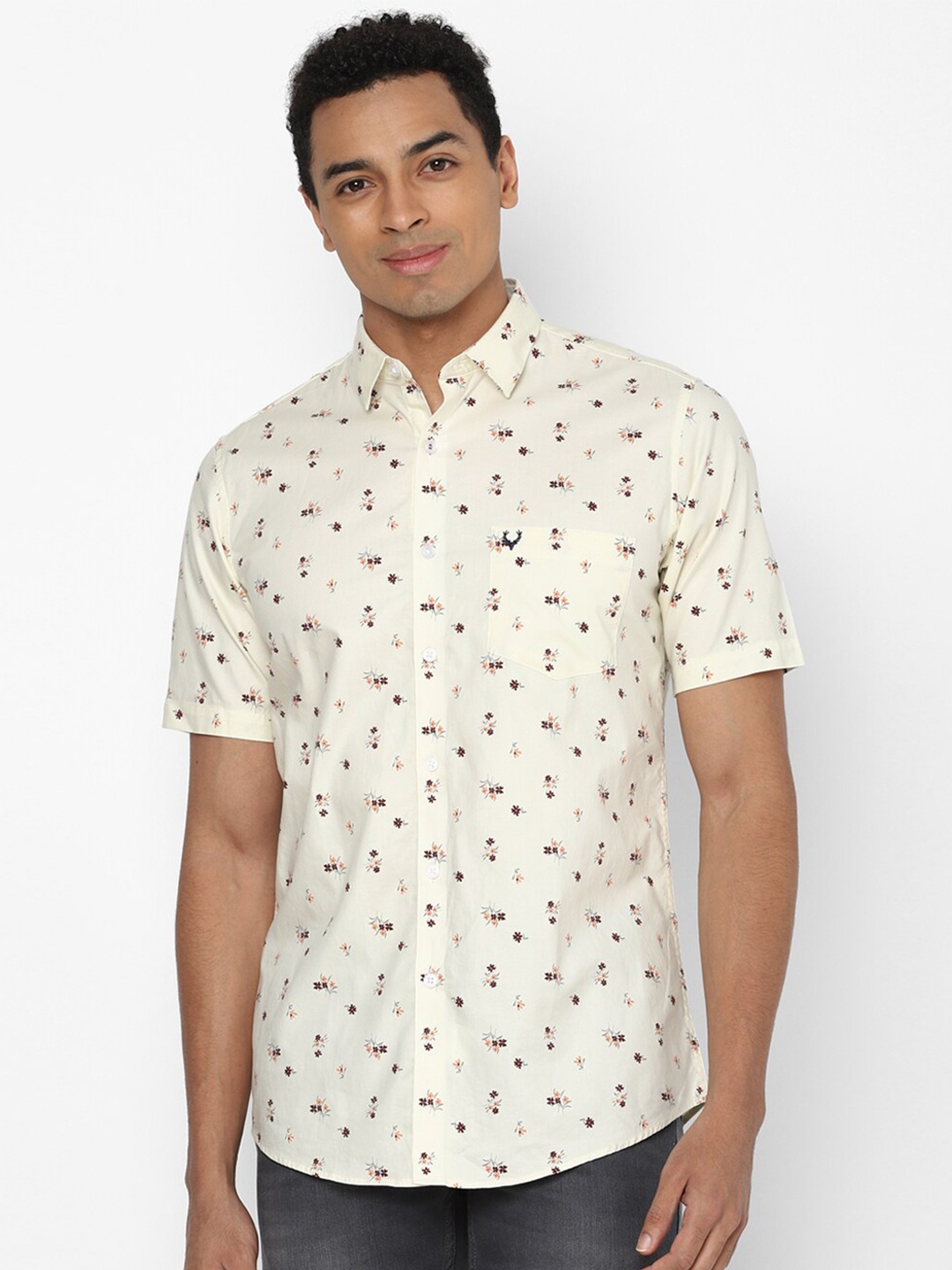 

Allen Solly Cream-Coloured Slim Fit Printed Casual Shirt