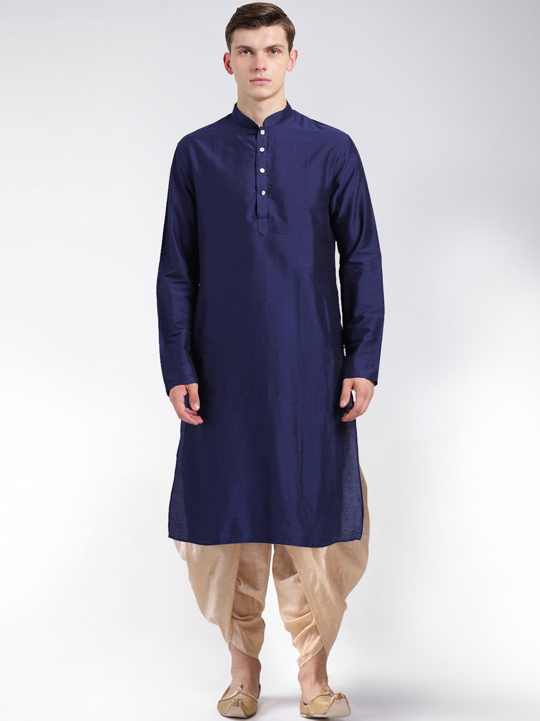 

KISAH Men Navy Blue & Beige Kurta with Dhoti Pants