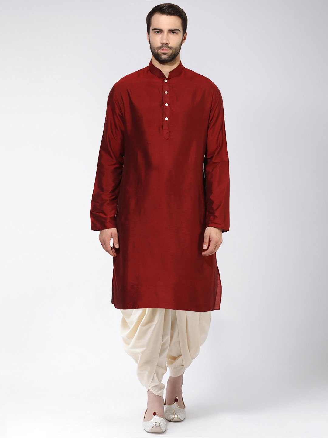 

KISAH Men Maroon Kurta with Dhoti Pants